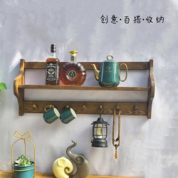 Solid Wood Wall-Mounted Shelf, Multi-Tier Wall-Mounted Storage Rack for Kitchen, Living Room, and Bedroom