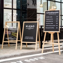 Solid Wood Standing Blackboard Sign for Stores and Restaurants, Handwritten Menu Board with Wooden Floor Stand