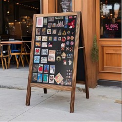 Solid Wood Standing Magnetic Double-Sided Blackboard for Home Use, Refrigerator Magnet, Magnetic Display Board, Handwritten Ad Blackboard