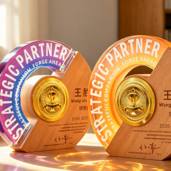 uniquely shaped wooden trophies