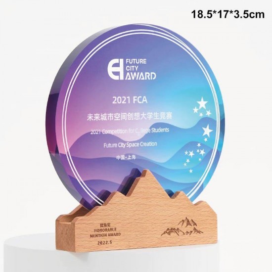Wood crystal trophy 