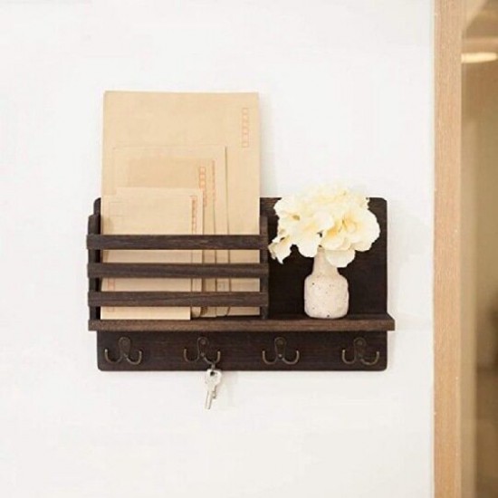 No-drill solid wood wall shelf