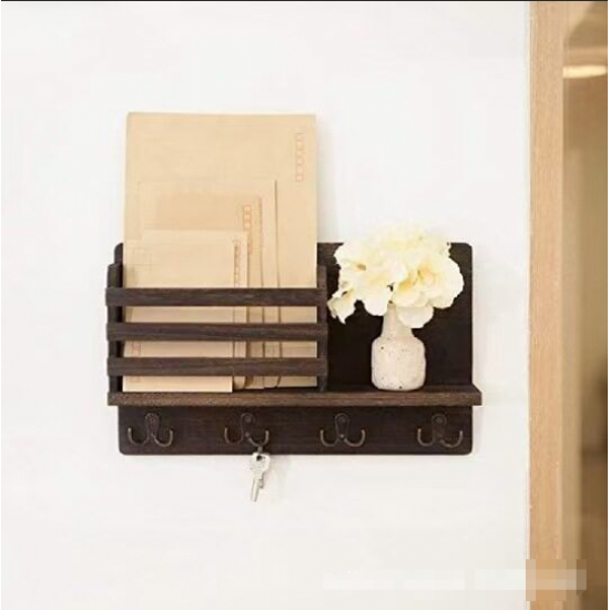 No-drill solid wood wall shelf