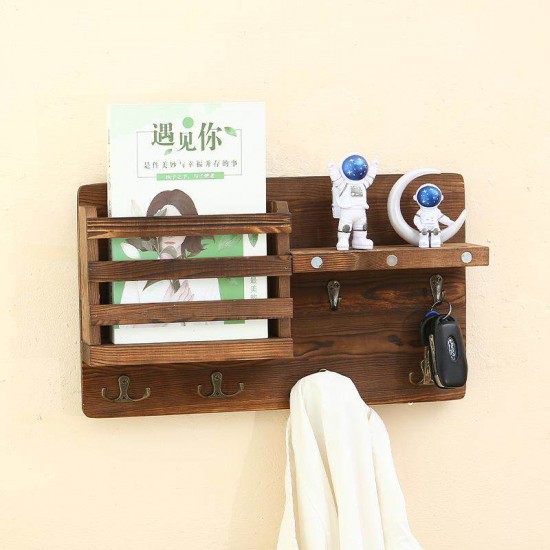 No-drill solid wood wall shelf