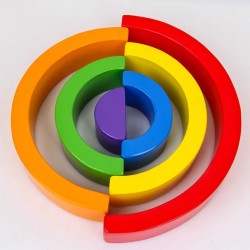 Colourful Wooden rainbow Arch Bridge Made of Building Blocks, Stacking Tower Educational Toy