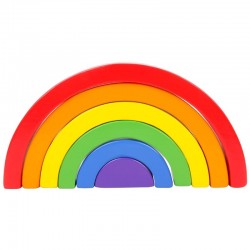 Colourful Wooden rainbow Arch Bridge Made of Building Blocks, Stacking Tower Educational Toy