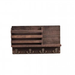Wall-Mounted Shelf – Rustic Living Room Wooden Key Holder, Entryway Magazine Organizer, and Wall Display Shelf