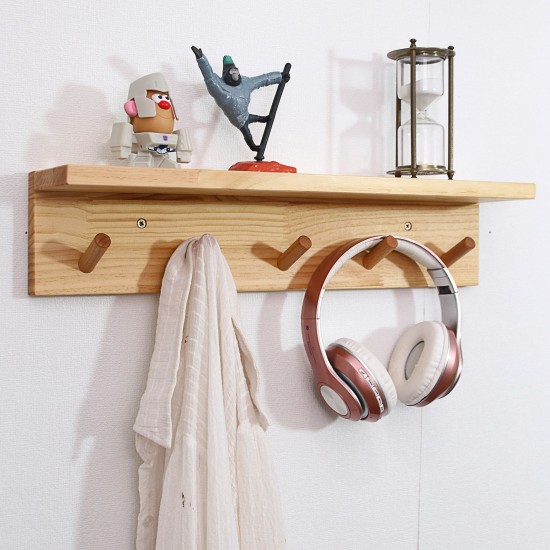 Wall-mounted wooden storage rack	