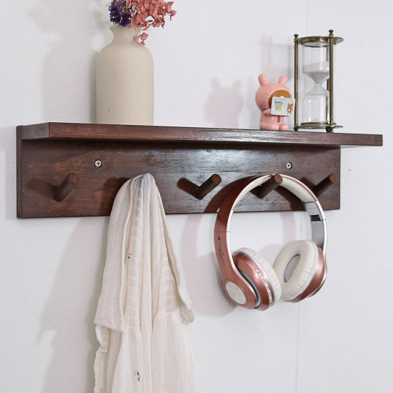 Wall-mounted wooden storage rack	