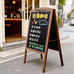 Standalone Handwritten Menu Display Board, Storefront Vertical Promotional Display Board, Double-Sided Wooden Small Blackboard Advertising Sign