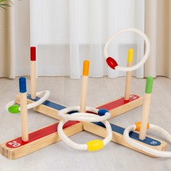Wooden Ring Toss Game for Kids Outdoor Fun Family Games With Carry Bag