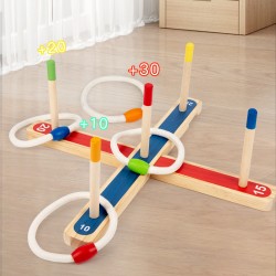 Wooden Ring Toss Game for Kids Outdoor Fun Family Games With Carry Bag