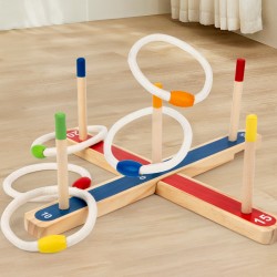 Wooden Ring Toss Game for Kids Outdoor Fun Family Games With Carry Bag