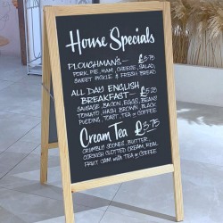  Wooden double-sided blackboard advertising display stand, shop door outdoor handwritten job recruitment sign, vertical A-frame stand