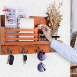 Wooden Wall-Mounted Shelf, Storage Rack, Wall Organizer, Wall Decor, Wall-Mounted Display Shelf, Home Decoration – Color