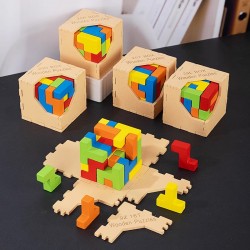  Factory Wholesale Focus and Challenging Brain Teaser for Adults and Kids 3D Wooden Puzzle Cube
