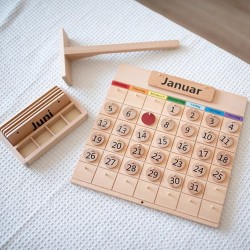 Early Education Wooden Perpetual Calendar for Kids Gifts Children Room Decoration		