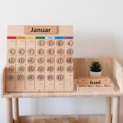 Early Education Wooden Perpetual Calendar for Kids Gifts Children Room Decoration		