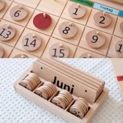 Early Education Wooden Perpetual Calendar for Kids Gifts Children Room Decoration		