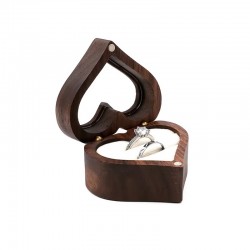 Customize Small Heart Shape Jewellery Wood Walnut Jewelry Wooden Packaging Storage Ring Box for Proposal Wedding