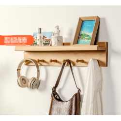 Beech, Black Walnut, and Ash Wooden Partition Wall Shelf for Coats, Hats, Plants, and Storage – Creative, Light Luxury Single-Board Rack for Kitchen and Dining Room