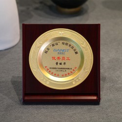  Crystal authorization plaque, bronze certificate, folding wooden medal, custom-made wooden display stand with gold foil plaque, and honor appointment letter.
