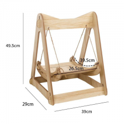 All-Season Eco-Friendly Wooden Cat Hammock Winter Warm Solid Pattern Elevated Cat House with Swing and Rocking Bed for Cats