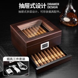 Qielong Mellow‑flavor Cuban Cedar Wood 50‑Count Large‑Capacity Men's Cigar Box, Humidor Set for Home Use