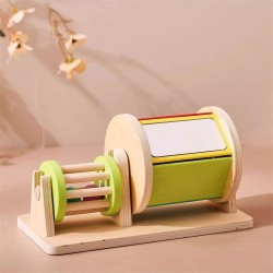 Montessori Baby Wooden Toys Macaroon Color Spinning Rotating Wheel Sensory Toy Wholesale				