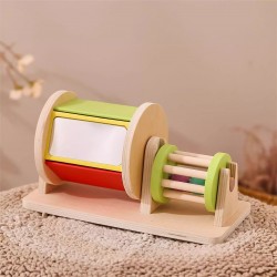 Montessori Baby Wooden Toys Macaroon Color Spinning Rotating Wheel Sensory Toy Wholesale				