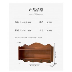 Restaurant kitchen shelf, solid wood storage rack, wall-mounted decorative shelving unit, Scandinavian-style hanging storage cabinet