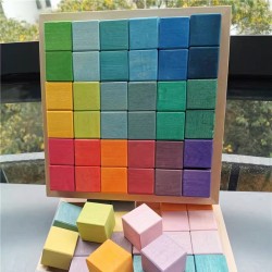 Wooden 36 Pieces Mosaic Cube Large Particle Building Blocks Children's Fun to Build Mosaic Toys Learning Toy