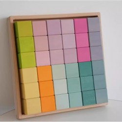 Wooden 36 Pieces Mosaic Cube Large Particle Building Blocks Children's Fun to Build Mosaic Toys Learning Toy