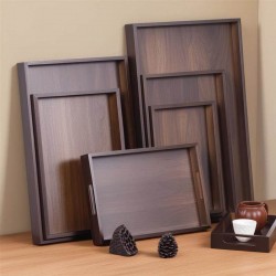 High-grade Walnut Color Round Tray, Bamboo & Wooden Serving Plate for Commercial, Household and Hotel Use, Suitable for Tea, Cakes, Snacks, Pastries and Dried Fruits