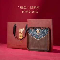 High-grade Walnut Color Round Tray, Bamboo & Wooden Serving Plate for Commercial, Household and Hotel Use, Suitable for Tea, Cakes, Snacks, Pastries and Dried Fruits