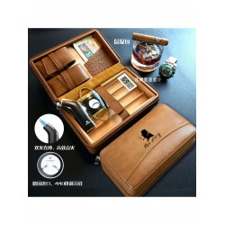 Premium Cigar Leather Case Customization – Portable Humidor Box Made of Cedar, Cigar Cutter and Lighter Set, Cigar Cutter, Cigar Pouch
